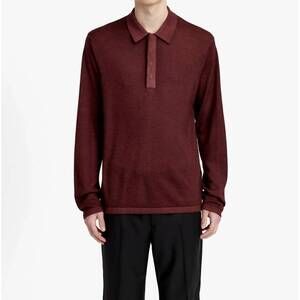 NEW TIGER OF SWEDEN tommy rws long sleeve polo in acorn brown